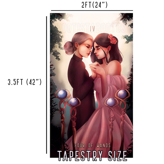 Four of Wands - Limited Final Stock Fabric Wall Tapestry (24" x 36")