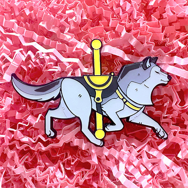 Colorful Carousel: Wolf Enamel Pin