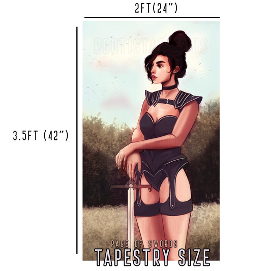 Page of Swords - Limited Final Stock Fabric Wall Tapestry (24" x 36")