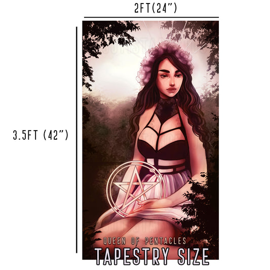 Queen of Pentacles - Limited Final Stock Fabric Wall Tapestry (24" x 36")
