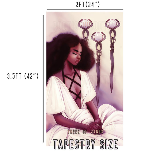 Three of Wands - Limited Final Stock Fabric Wall Tapestry (24" x 36")