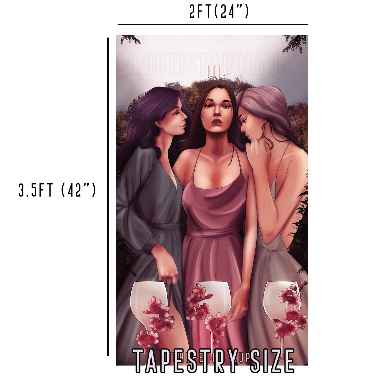 Three of Cups - Limited Final Stock Fabric Wall Tapestry (24" x 36")