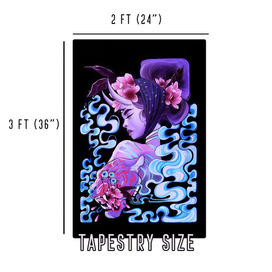 Three Eyed Tiger - Limited Final Stock Fabric Wall Tapestry (24" x 36")