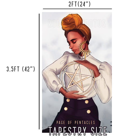 Page of Pentacles - Limited Final Stock Fabric Wall Tapestry (24" x 36")