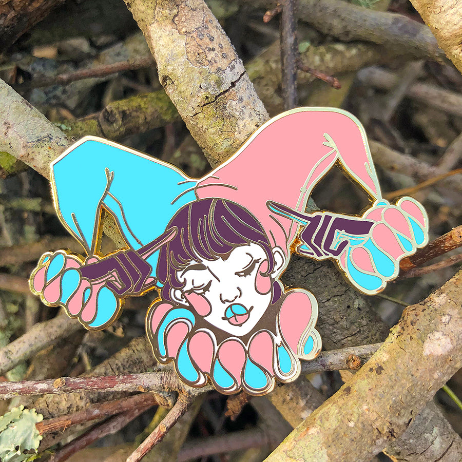 Jester Girl Jumbo Enamel Pin