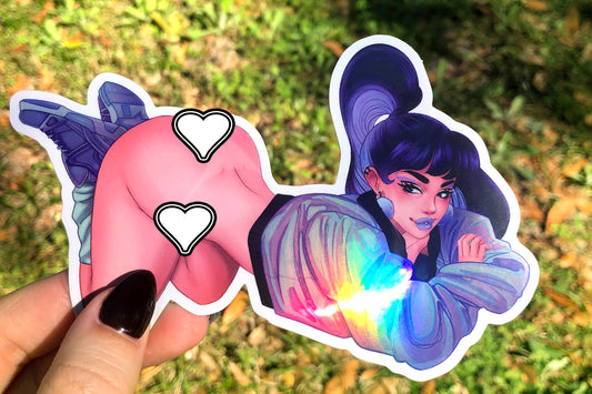 Holographic Cyber Girl Saucy Sticker