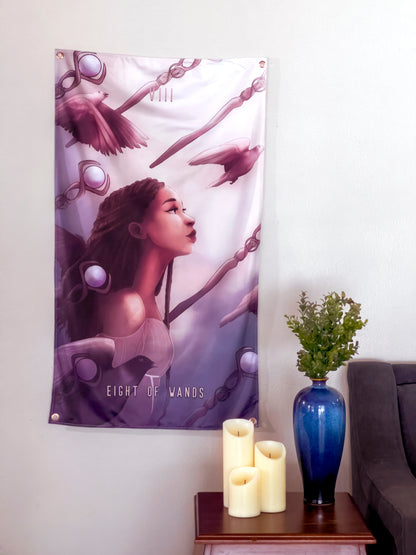 Eight of Wands- Limited Final Stock Fabric Wall Tapestry (24" x 36")