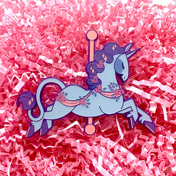 Colorful Carousel Enamel Pin Garden Unicorn