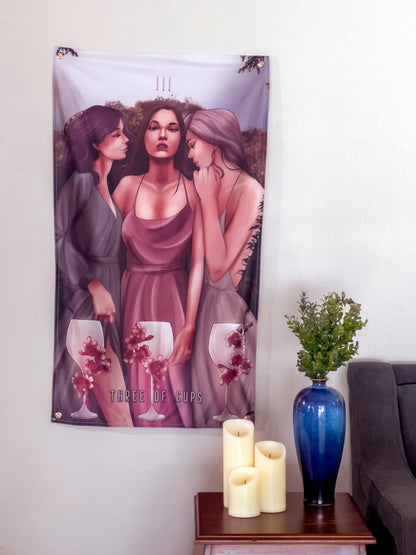 Three of Cups - Limited Final Stock Fabric Wall Tapestry (24" x 36")