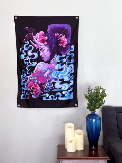 Three Eyed Tiger - Limited Final Stock Fabric Wall Tapestry (24" x 36")